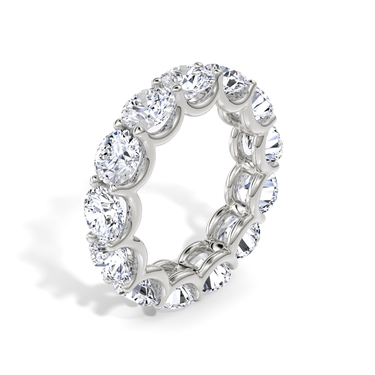 Just Brilliant Eternity Band, Full eternity / 6.5Ct / Round Brilliant in 18K White Gold, upright view, unengraved.