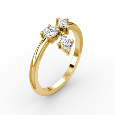 Just Brilliant falling star ring in 18K Yellow Gold, upright2 view.