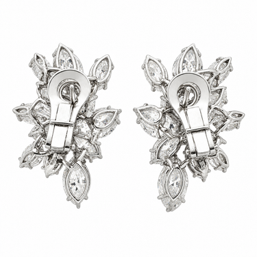 Feuillage de Lumière Diamond Earclips in 18K white gold by Just Brilliant — Reverse setting detail