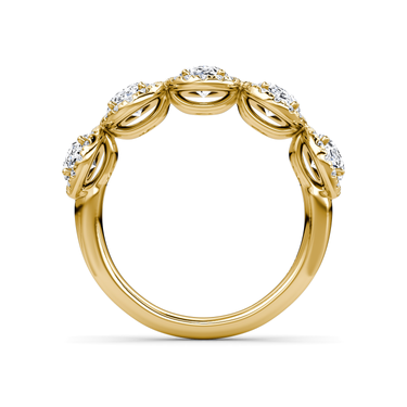 Just Brilliant Five Stone Halo Band — Oval — 18K Yellow Gold — profile view