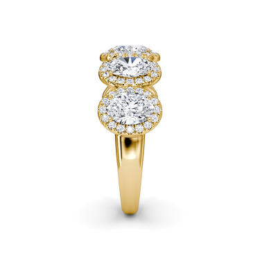 Just Brilliant Five Stone Halo Band — Oval — 18K Yellow Gold — side view