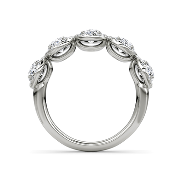 Just Brilliant Five Stone Halo Band — Oval — 18K White Gold — profile view