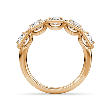 Just Brilliant Five Stone Halo Band — Emerald — 18K Rose Gold — profile view