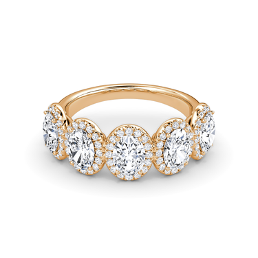 Just Brilliant Five Stone Halo Band — Oval — 18K Rose Gold — front view