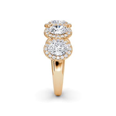 Just Brilliant Five Stone Halo Band — Oval — 18K Rose Gold — side view