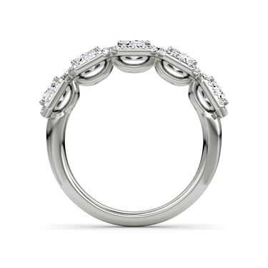 Just Brilliant Five Stone Halo Band — Emerald — 18K White Gold — profile view