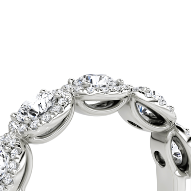 Just Brilliant Five Stone Halo Band — Round Brilliant — 18K White Gold — detail view