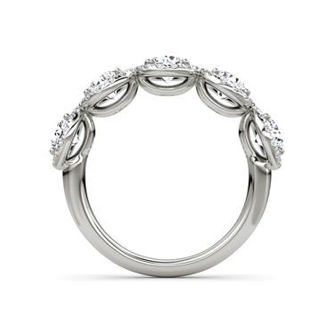 Just Brilliant Five Stone Halo Band — Round Brilliant — 18K White Gold — profile view