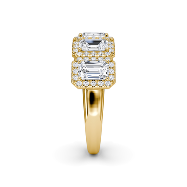 Just Brilliant Five Stone Halo Band — Emerald — 18K Yellow Gold — side view