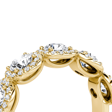 Just Brilliant Five Stone Halo Band — Round Brilliant — 18K Yellow Gold — detail view
