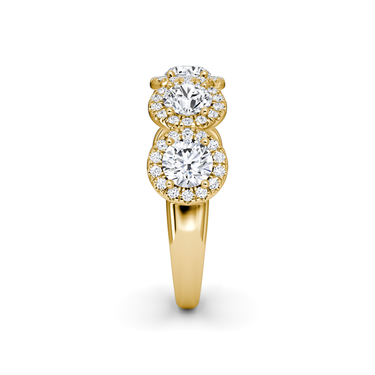 Just Brilliant Five Stone Halo Band — Round Brilliant — 18K Yellow Gold — side view