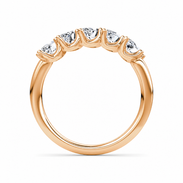 Just Brilliant Five Stone Diamond Band, Large version with Marquise diamonds in 18K rose gold, profile view. #jb-five-stone_large_marquise_18k-rose-gold_profile