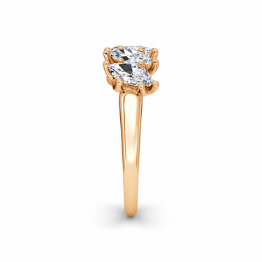 Just Brilliant Five Stone Diamond Band, Large version with Marquise diamonds in 18K rose gold, side view. #jb-five-stone_large_marquise_18k-rose-gold_side