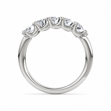 Just Brilliant Five Stone Diamond Band, Large version with Marquise diamonds in 18K white gold, profile view. #jb-five-stone_large_marquise_18k-white-gold_profile