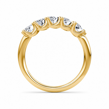 Just Brilliant Five Stone Diamond Band, Large version with Marquise diamonds in 18K yellow gold, profile view. #jb-five-stone_large_marquise_18k-yellow-gold_profile