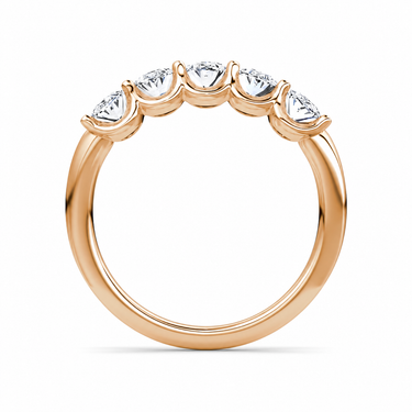 Just Brilliant Five Stone Diamond Band, Large version with Oval diamonds in 18K rose gold, profile view. #jb-five-stone_large_oval_18k-rose-gold_profile