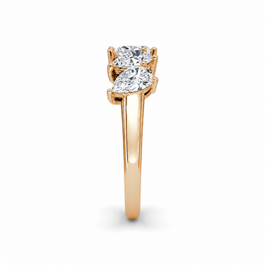 Just Brilliant Five Stone Diamond Band, Large version with Pear diamonds in 18K rose gold, side view. #jb-five-stone_large_pear_18k-rose-gold_side