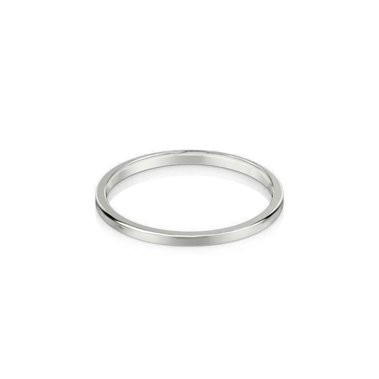 Just Brilliant 1.5mm Flat Wedding Band in 18K White Gold, front view