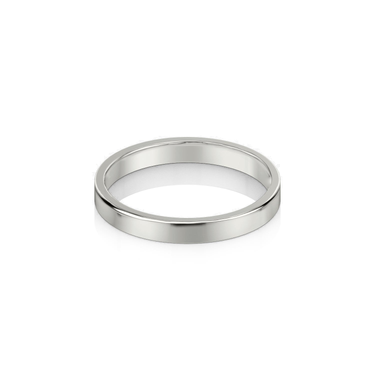 Just Brilliant 3mm Flat Wedding Band in 18K White Gold, front view