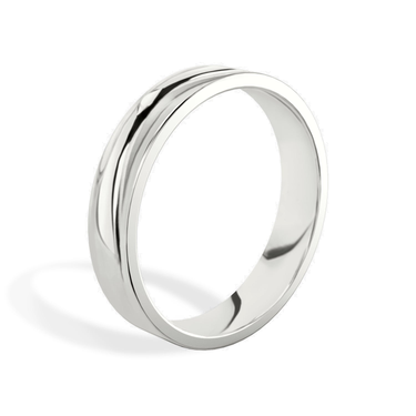 Just Brilliant 4.5mm Flat Wedding Band in 18K White Gold, upright view