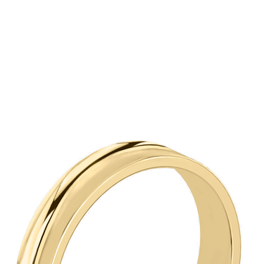 Just Brilliant 4.5mm Flat Wedding Band in 18K Yellow Gold, detail view