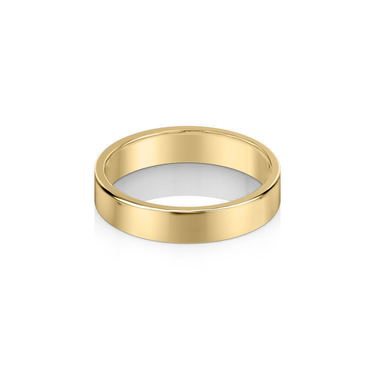 Just Brilliant 4.5mm Flat Wedding Band in 18K Yellow Gold, front view
