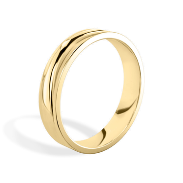 Just Brilliant 4.5mm Flat Wedding Band in 18K Yellow Gold, upright view