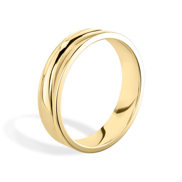 Just Brilliant 5mm Flat Wedding Band in 18K Yellow Gold, upright view