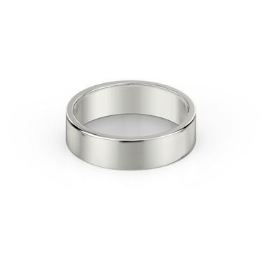 Just Brilliant 6mm Flat Wedding Band in 18K White Gold, front view