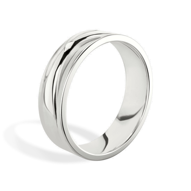 Just Brilliant 6mm Flat Wedding Band in 18K White Gold, upright view