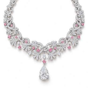 Floraison Rose Diamond Necklace by Just Brilliant — front drape