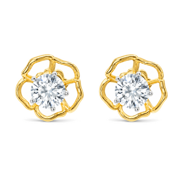 Gardenia Glow Earrings by Just Brilliant – 2ct lab diamond floral earrings in 18K white gold