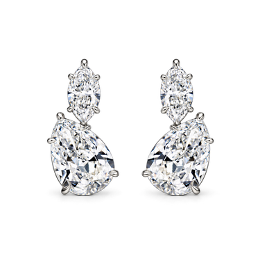 Gouttes de Lumière Diamond Studs in 18K white gold, front view
