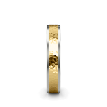 Just Brilliant Hammered Band, 4.5mm, 18K White Gold and Yellow Gold, side view, unengraved