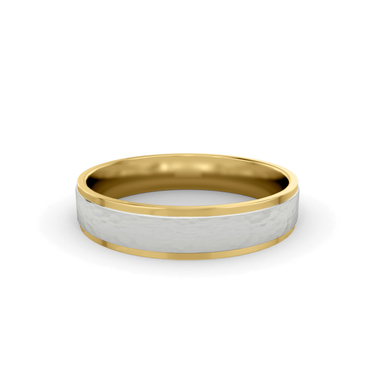 Just Brilliant Hammered Band, 4.5mm, 18K Yellow Gold and White Gold, flat view, unengraved