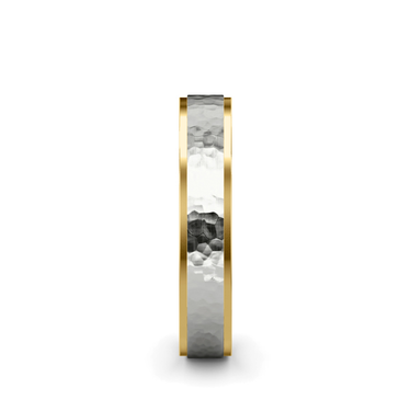 Just Brilliant Hammered Band, 4.5mm, 18K Yellow Gold and White Gold, side view, unengraved