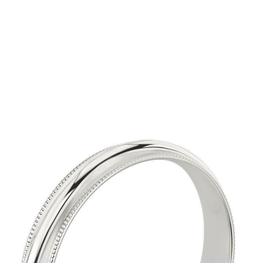 Just Brilliant 4mm Milgrain Wedding Band in 18K White Gold, detail view