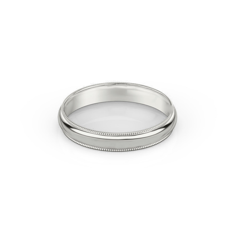 Just Brilliant 4mm Milgrain Wedding Band in 18K White Gold, front view