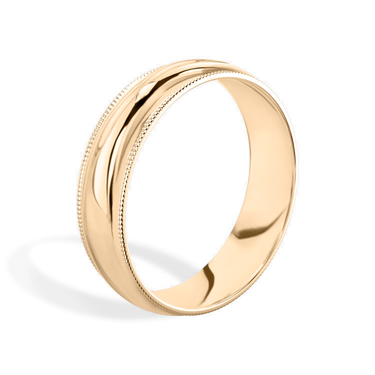Just Brilliant 6mm Milgrain Wedding Band in 18K Rose Gold, upright view