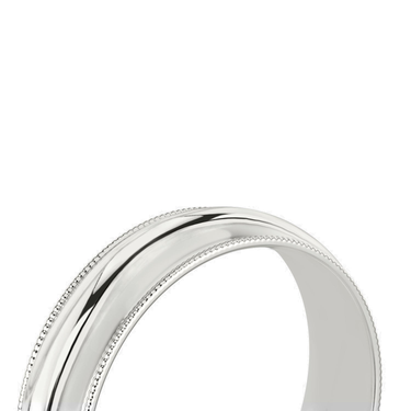 Just Brilliant 6mm Milgrain Wedding Band in 18K White Gold, detail view
