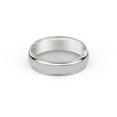 Just Brilliant 6mm Milgrain Wedding Band in 18K White Gold, front view
