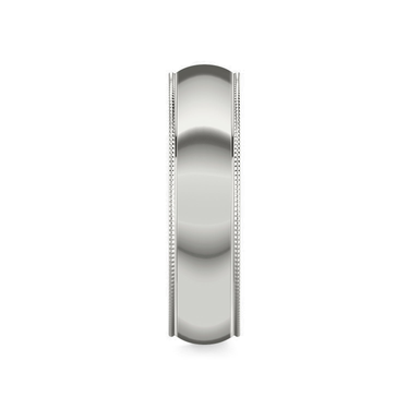 Just Brilliant 6mm Milgrain Wedding Band in 18K White Gold, side view