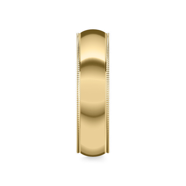 Just Brilliant 6mm Milgrain Wedding Band in 18K Yellow Gold, side view