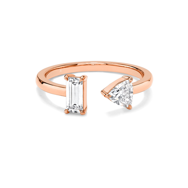 Just Brilliant Mixed Cuff Ring in 18K Rose Gold, front view, white background with natural shadow