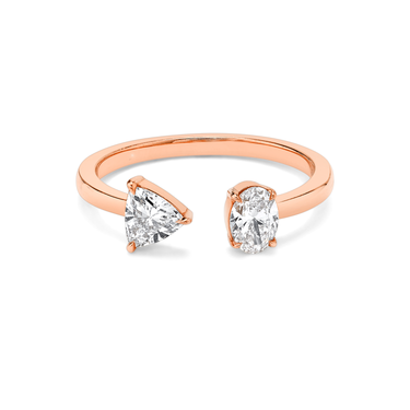 Just Brilliant Mixed Cuff Ring in 18K Rose Gold, front view, white background with natural shadow