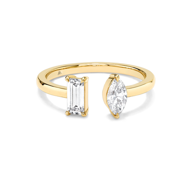 Just Brilliant Mixed Cuff Ring in 18K Yellow Gold, front view, white background with natural shadow