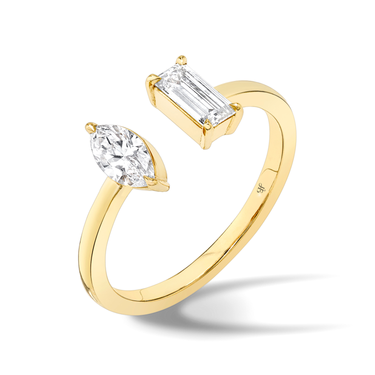 Just Brilliant Mixed Cuff Ring in 18K Yellow Gold, upright view, white background with natural shadow