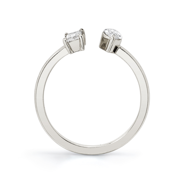 Just Brilliant Mixed Cuff Ring in 18K White Gold, profile view, white background with natural shadow