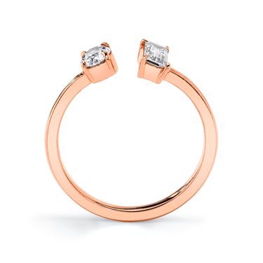 Just Brilliant Mixed Cuff Ring in 18K Rose Gold, profile view, white background with natural shadow