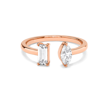 Just Brilliant Mixed Cuff Ring in 18K Rose Gold, front view, white background with natural shadow